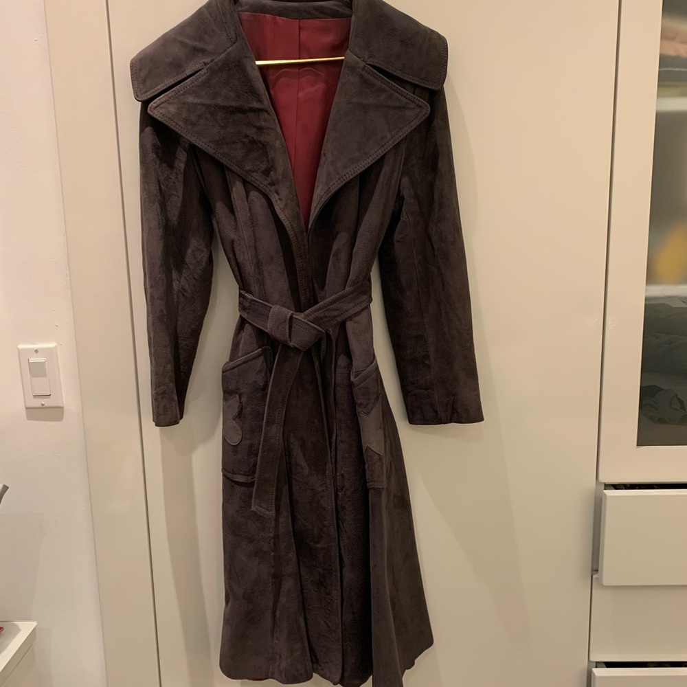 Vintage 70’s Faux Suede Dark Brown Coat
